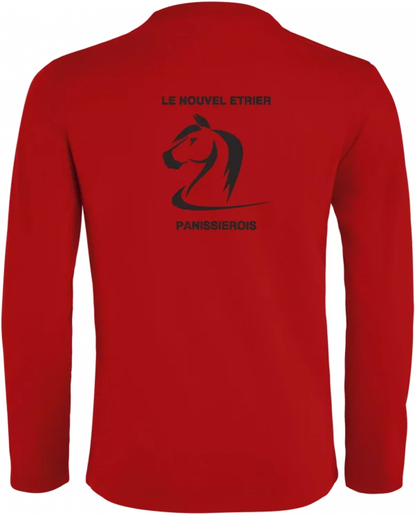 T-shirt Manches Longues Pour Fillette Taille 10 Ans - Imprimé Bleu Marine/rouge - 60% Coton