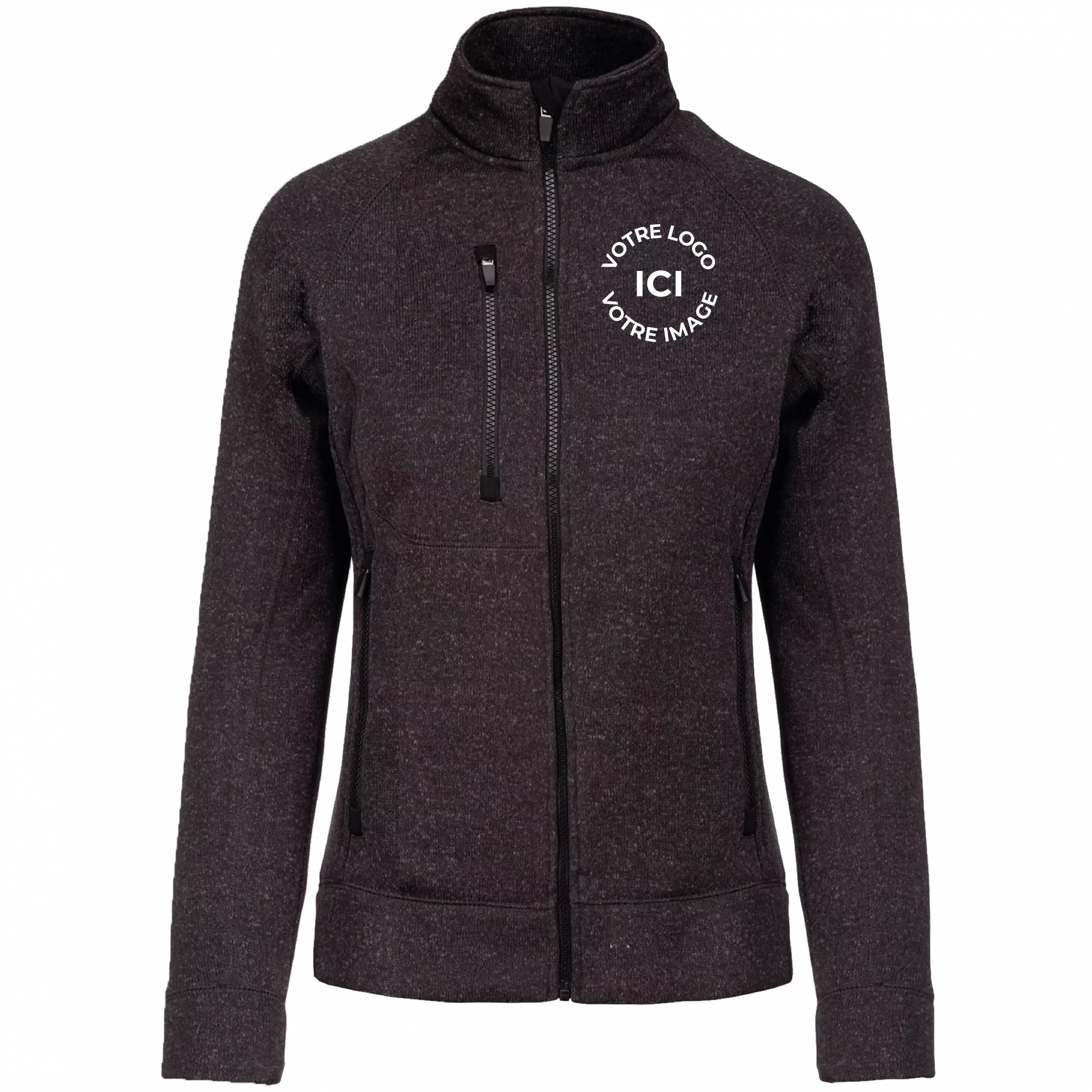 Veste zippée chinée femme noir – Verticoise
